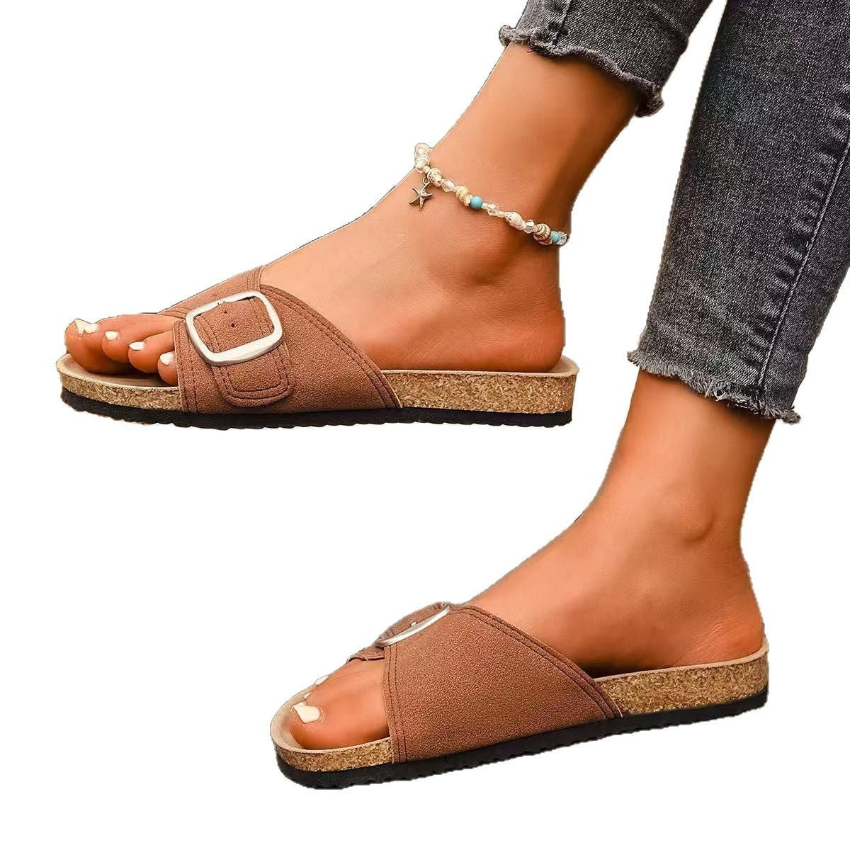 Summer New European And American Fashion Belt Buckle Open Toe Sandals Women