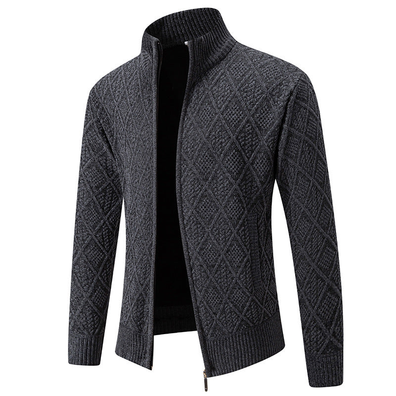 Korean Autumn And Winter Trendy Casual Fashion Stand-up Collar Cardigan Coat Men