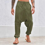 Summer Breathable Cuffed Pants Beach Straight-leg Pants Solid Color