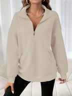 Autumn And Winter Loose Long Sleeve Half Zipper Sweater