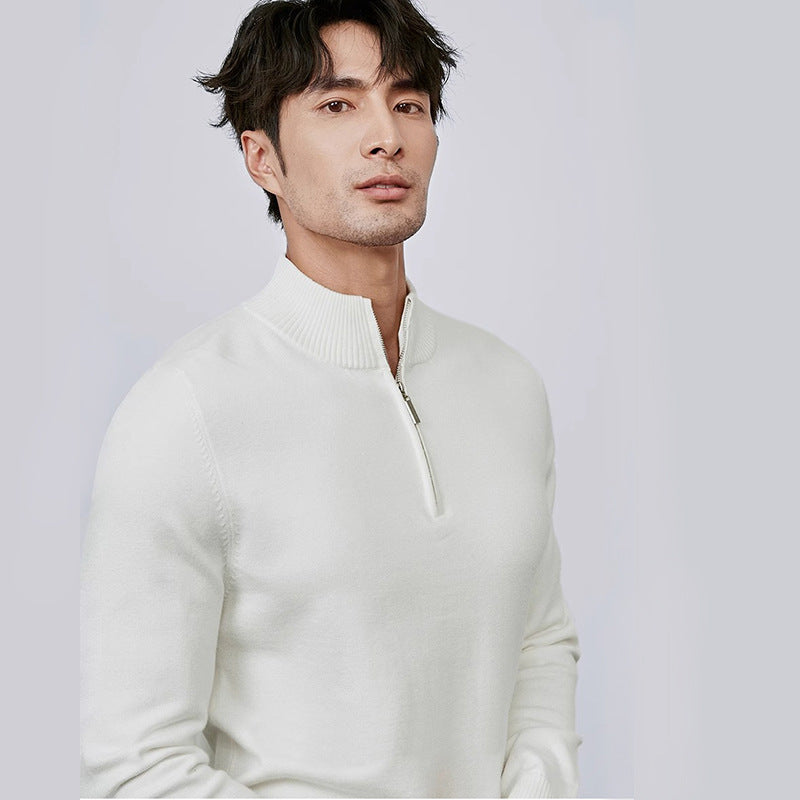 Men's Half Zipper Pullover Long Sleeve Sweater