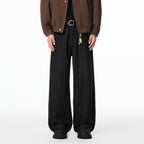 American Retro Black Raw Denim Jeans Autumn Loose A-line Wide Leg
