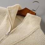 Soft Knit Fabric Men's Half-zip Sweater Solid Color Youth Knitwear