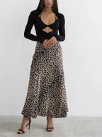 Women's Leopard Fishtail High Waist Casual Skirt