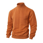 Knitted Solid Color Men's Fashion Jacquard High Collar Warm Sweater
