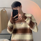 Striped Contrast Color Sweater Japanese-style Retro