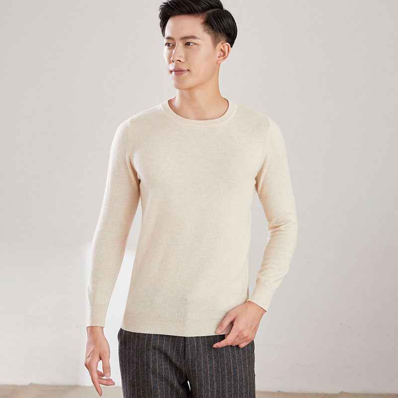 Men's Solid Color Round Neck V-neck Wool Sweater Knitted
