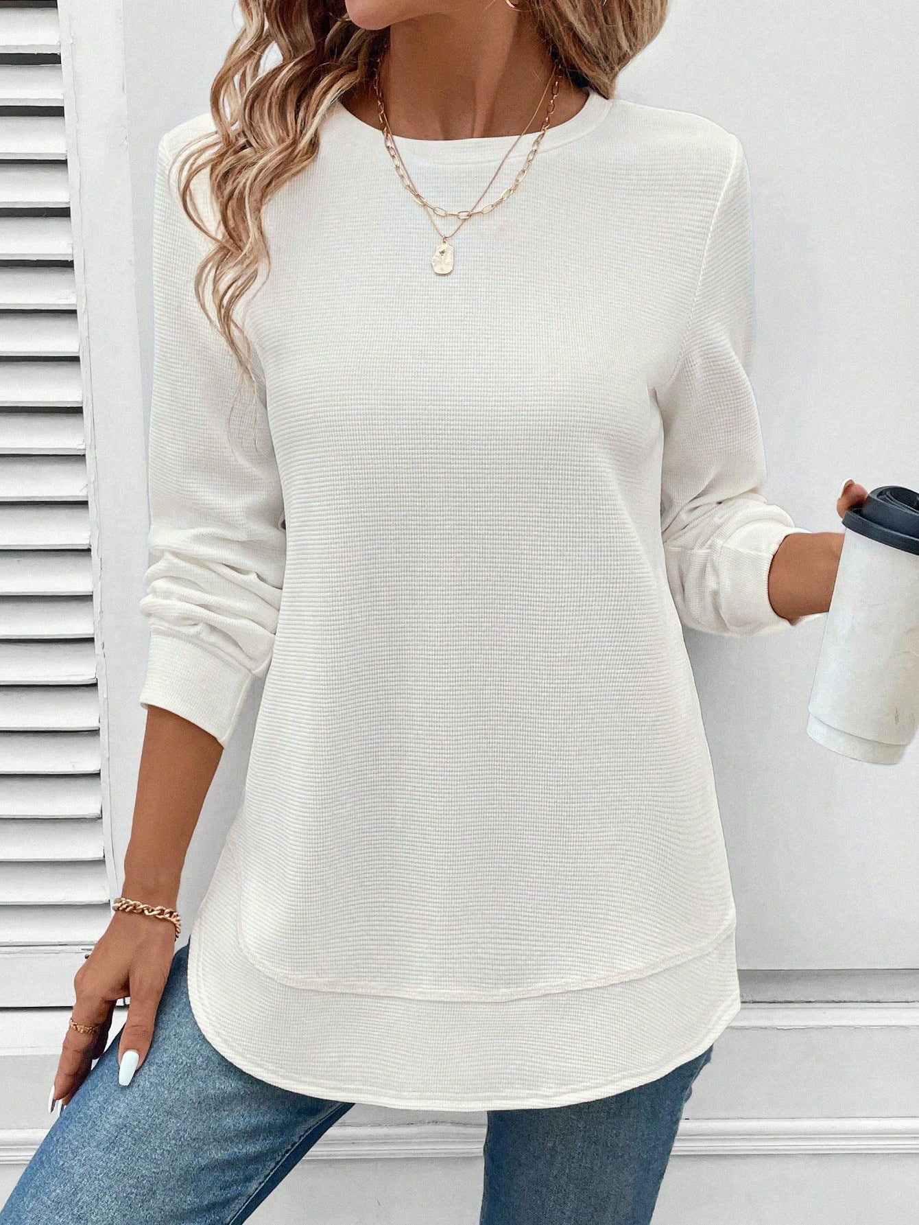 Women's Solid Color Round Neck Loose Stylish Sweatshirt