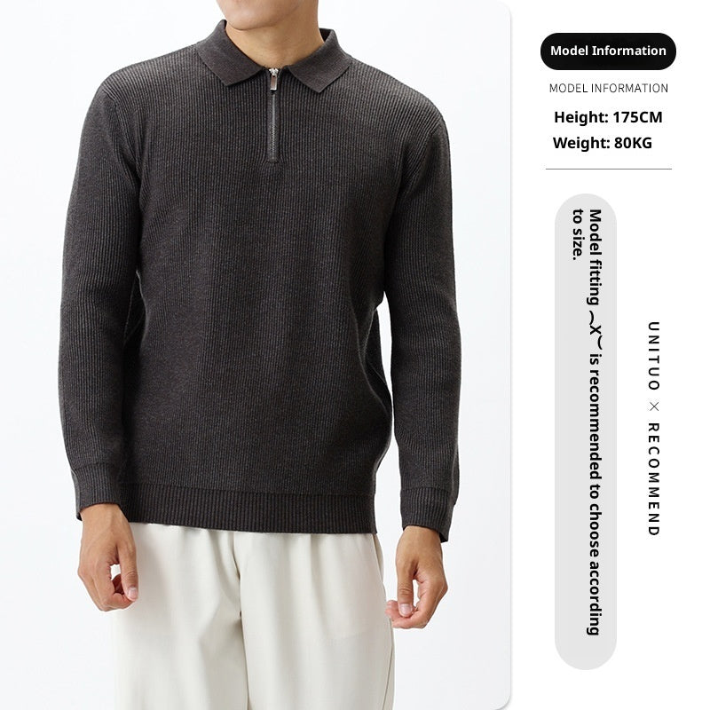 Light Luxury Men's Lapel Zipper Knitted