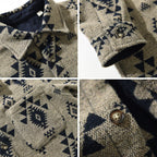 Men's Autumn New Retro Jacquard Woolen Long Sleeves Casual Shirt