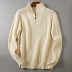 Soft Knit Fabric Men's Half-zip Sweater Solid Color Youth Knitwear