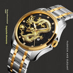 Chinese Fashion Dragon Totem Embossed Stainless Steel Strap Men