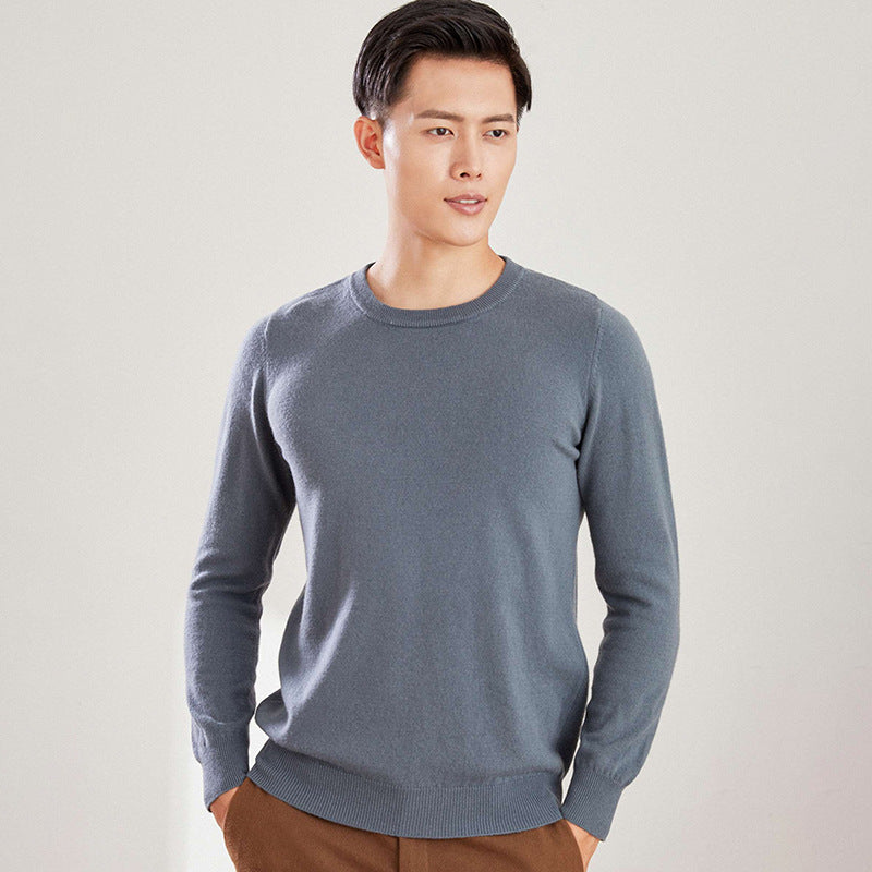 Men's Solid Color Round Neck V-neck Wool Sweater Knitted