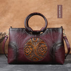 Embossed Retro Contrast Color Elegant Artistic National Style Small Square Bag
