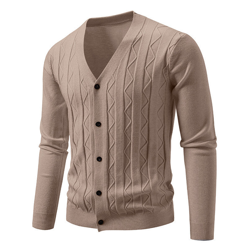 Men's Brocade Sweater Korean Style Trendy Casual Loose And Handsome V-neck Knitted Cardigan Coat