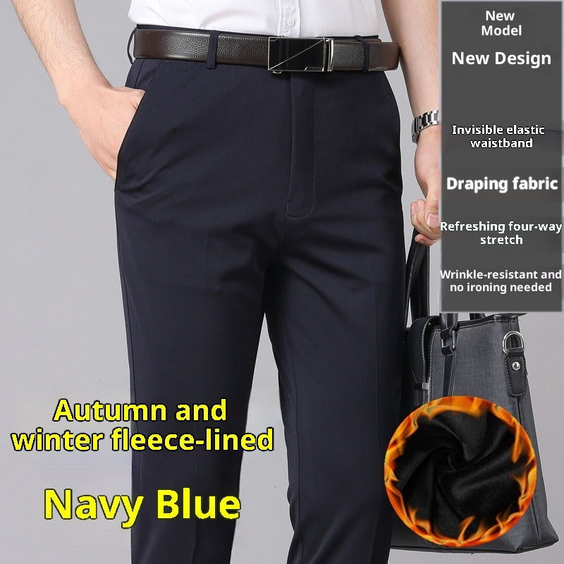 Middle-aged Loose Straight Suit Pants Man