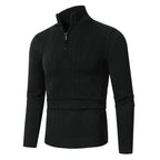 Fashion Rhombus Sweater Men's Casual Stand Collar Long Sleeve Half Zipper Sweater