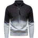 Men's British Gradient Collar Zipper Sweater