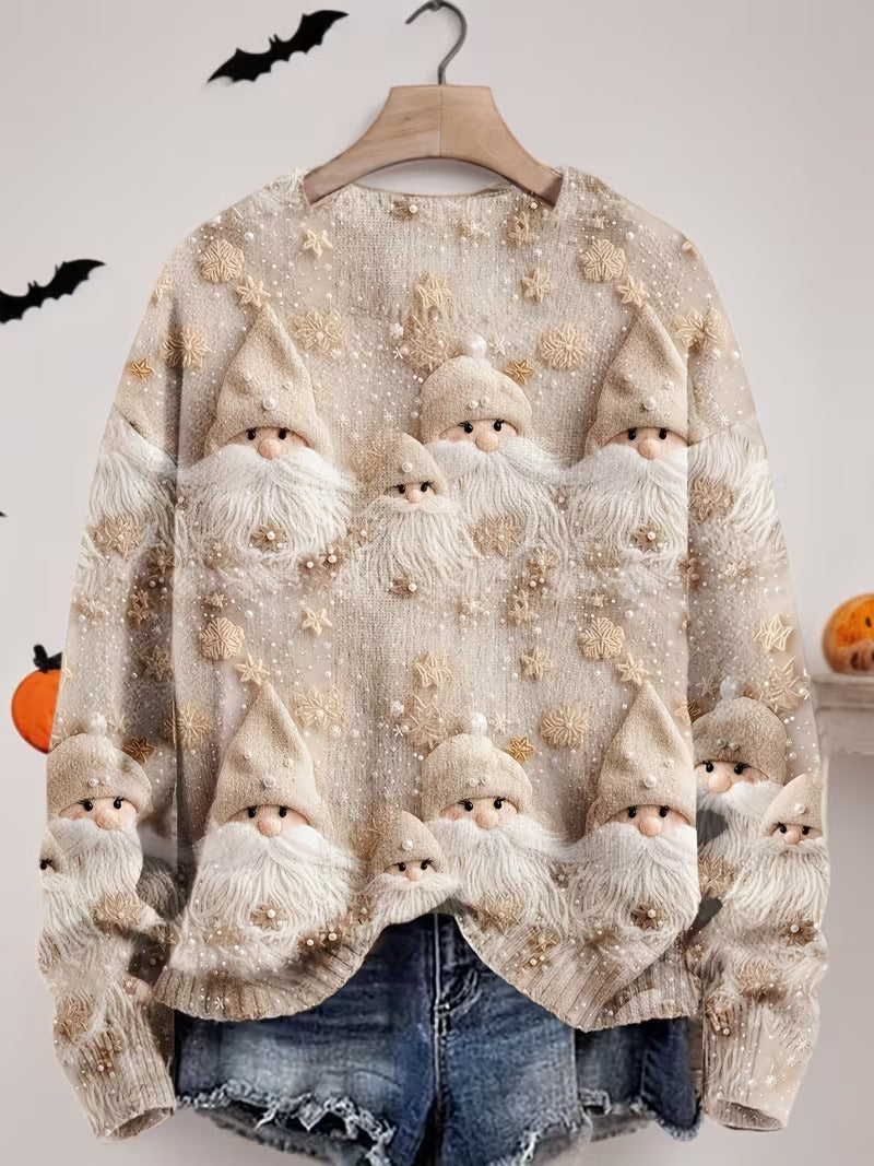 Women's Pullover Christmas Pattern Round Neck Sweatshirt