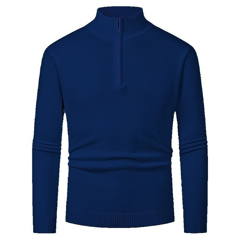 Men's Fashion Half Zipper Polo Sweater Casual Long Sleeve