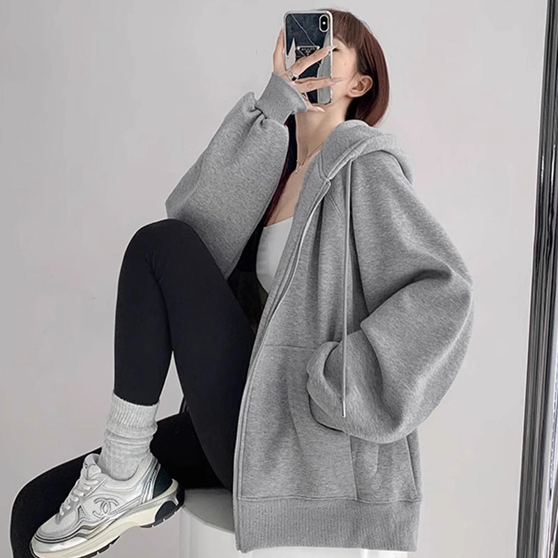 Women's Hooded Cardigan Loose-fitting Casual Pullover Coat