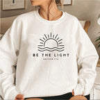 Women's Fleece-lined Crew Neck Sweater Plain Slogan Printing