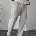 Men's Pure Color Ribbon Pocket Casual Drawstring Trousers