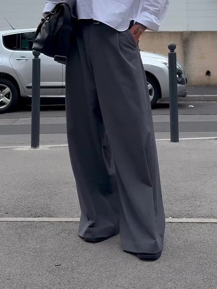 Men's Casual High Waist Wide Leg Pants