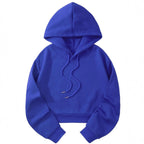 Autumn And Winter Fleece-lined Casual Short Cropped Hooded Sweatshirt