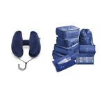 Hooded Travel Pillow H Shaped Inflatable Neck Pillow Folding Lightweight Nap Car Seat Office Airplane Sleeping Cushion Pillows