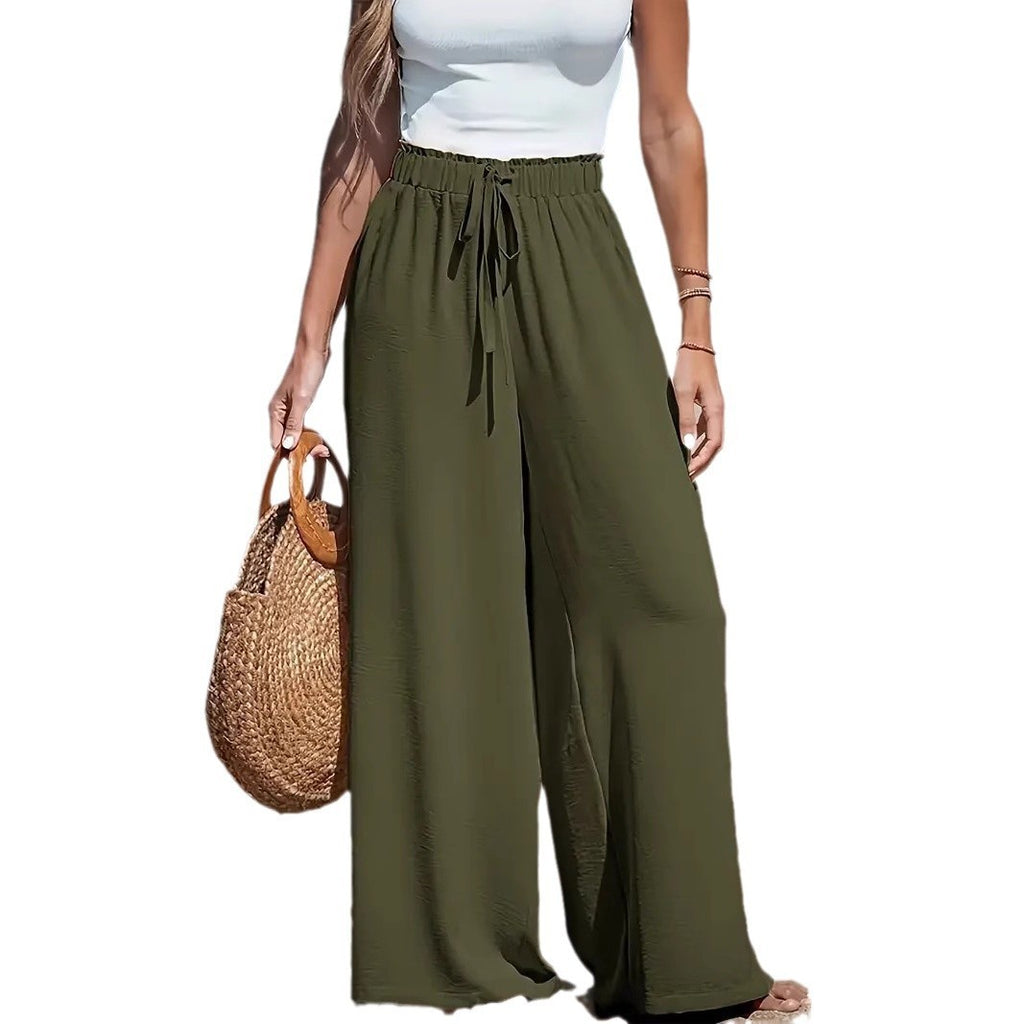 Women's Drawstring Loose Casual Wide-leg Trousers