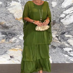 Women's Fashion Temperament Crew Neck Batwing Sleeve Dress