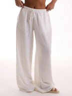 Holiday Textured Linen Feel Tie Waist Trouser