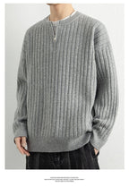 Half Zipper Sweater Loose Pullover Texture Knitted Men