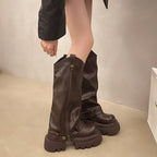 Thick Bottom Below The Knee Long Boots Female High Pants