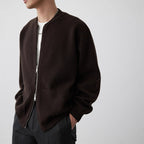 Heavy Two-way Zipper Knitted Cardigan Simple Casual Baseball Collar Sweater
