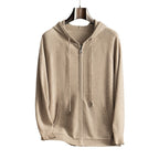 Men's Cashmere Hoodie Zip-Up Knit Cardigan Jacket