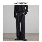 Old Money Style Pleated American Neutral Straight Casual Suit Pants