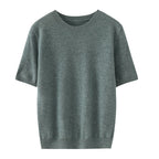 Men's Round Neck Knitted Sweater With Short Sleeves