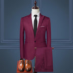 Solid Color Leisure Suits For Men Two-piece Set