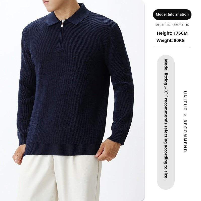 Light Luxury Men's Lapel Zipper Knitted