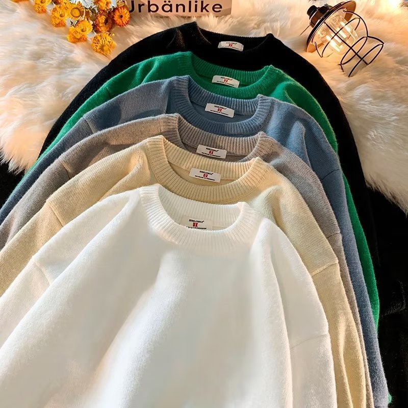 Spring And Autumn Simplicity Men's Loose Round Neck Sweater