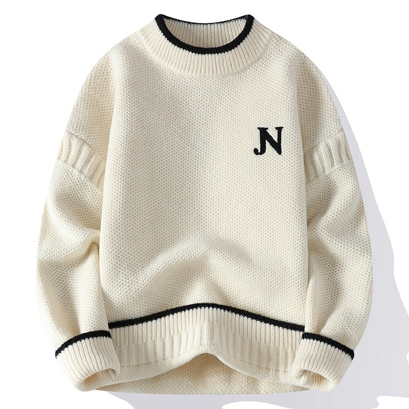 Autumn And Winter Youth Sweater Men's Thickened Round Neck Multicolor Base Knitting Cotton Jersey