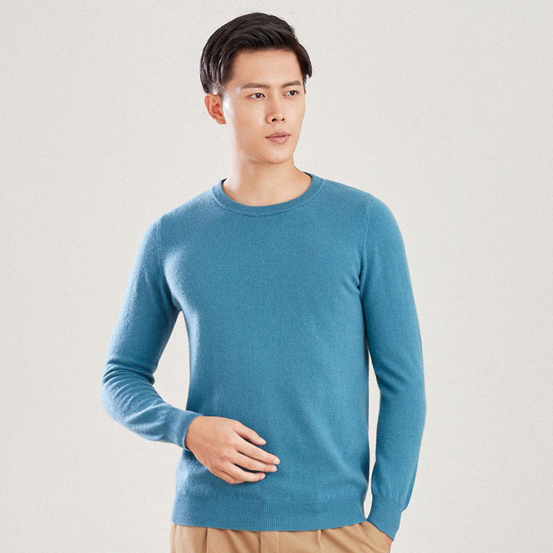 Men's Solid Color Round Neck V-neck Wool Sweater Knitted