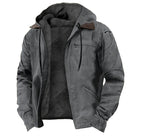 Winter Hooded Coat With Pockets Fashion Warm Fleece Zip-up Jacket Casual Outwear Men's Clothing