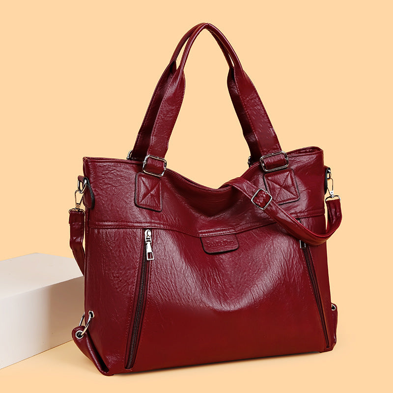 Retro Soft Leather Handbag Fashion Commuter Shoulder Messenger Bag