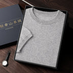 Autumn And Winter Front Line Ready-made Garments Round Neck Short Sleeve Men's Cashmere Sweater
