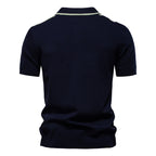 Men's Lapel Short Sleeve Knitted Polo Striped Stitching