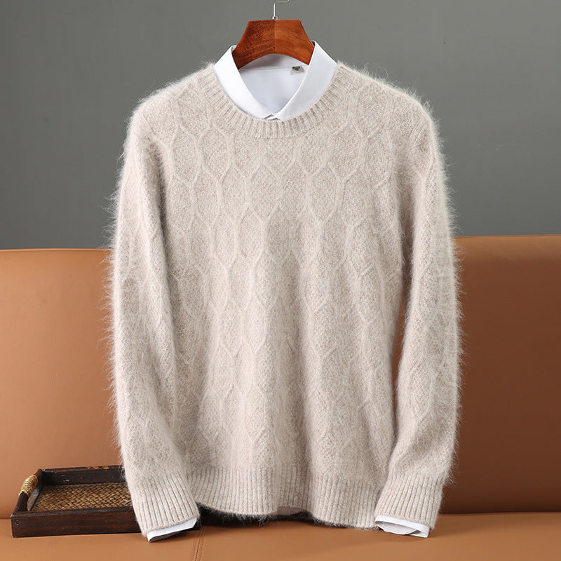 Men's Round Neck Pullover Knitted Sweater Base Cardigan