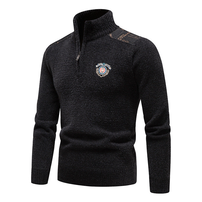 Velvet Stand Collar Thickened Men's Clothing Sweater